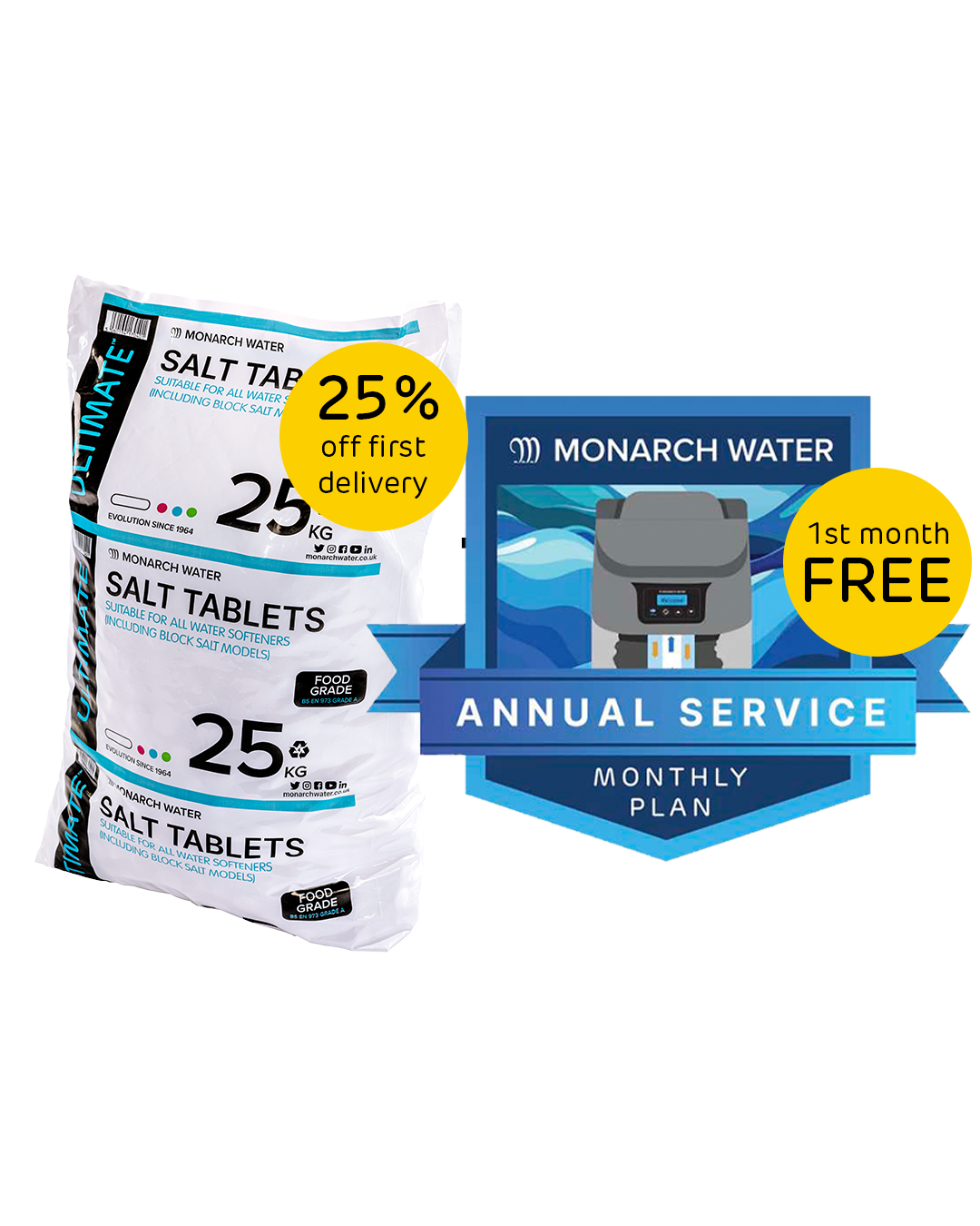 Softener Salt and Service Plan Bundle - 25kg Tablet Salt